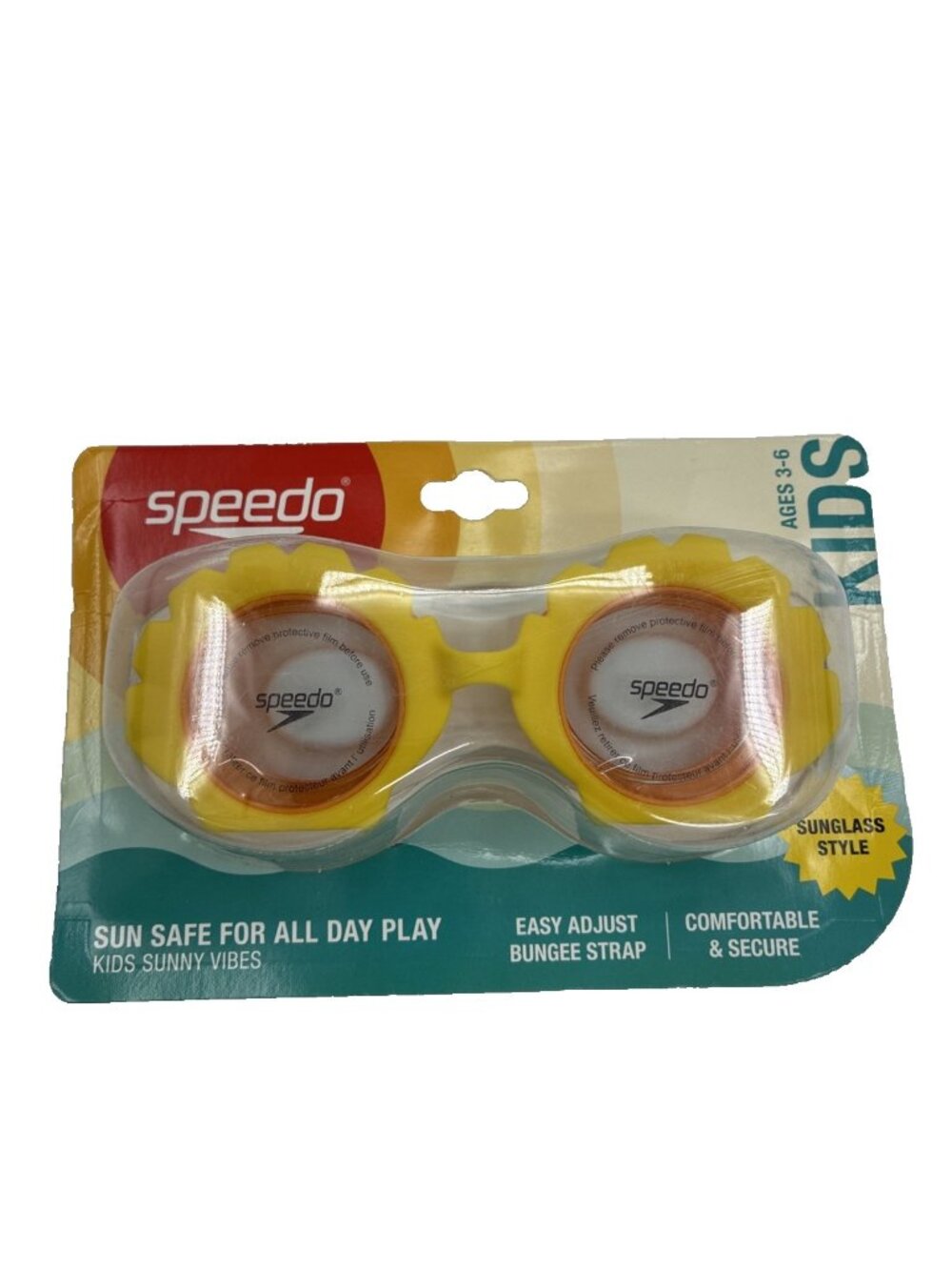 Speedo Kids Sunny Vibes Swim Goggles Yellow Lemon Peel Ages 3-6 UV Protection